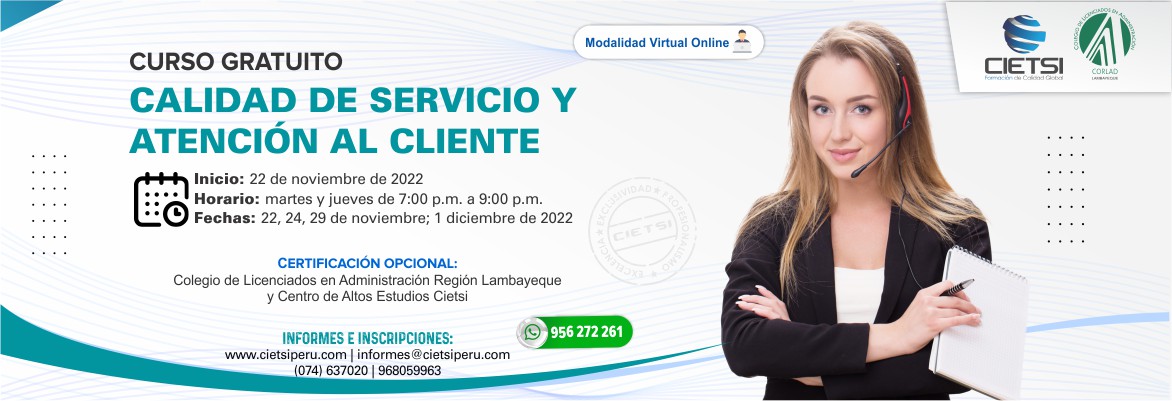 CURSO CALIDAD DE SERVICIO Y ATENCIÓN AL CLIENTE